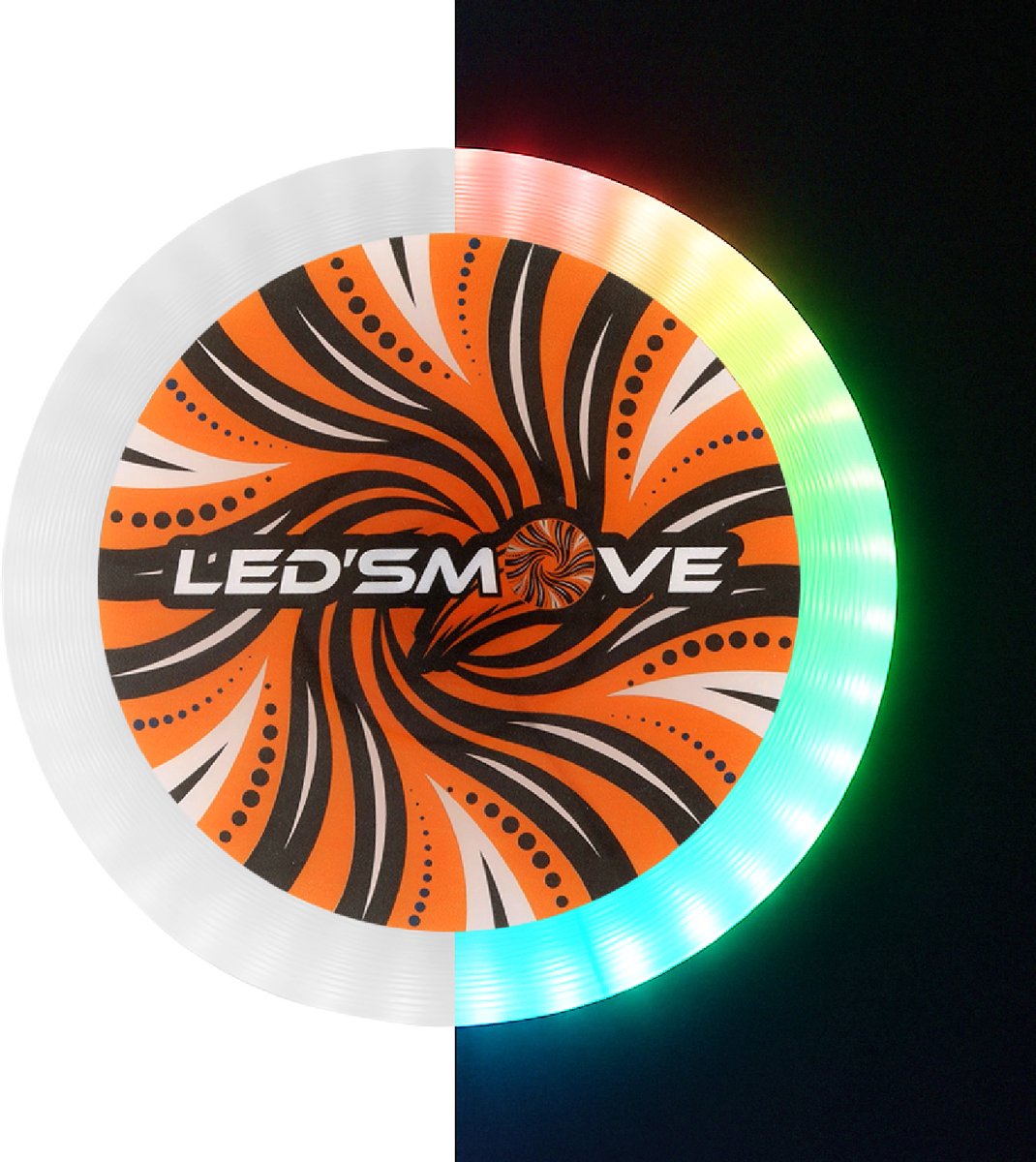 LEDS MOVE Lichtgevende   | Meer dan 16.7 miljoen verschillende RGB kleuren | LED Flying disk | Disk Golf | LedsMove Lichtgevend Speelgoed | Model Transparant 25cm